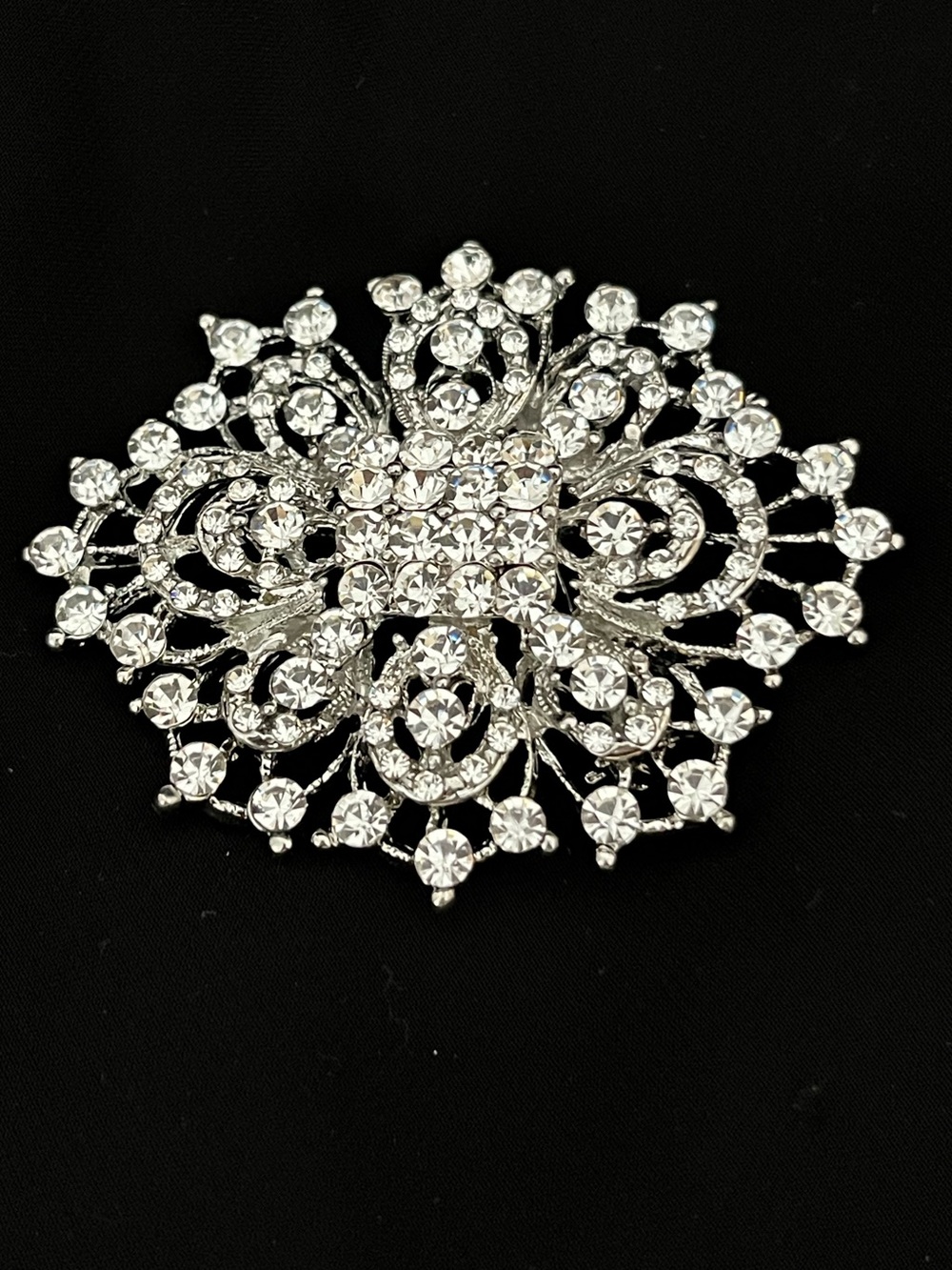 Crystal Filigree Silver-Tone Brooch - Women's Jewelry